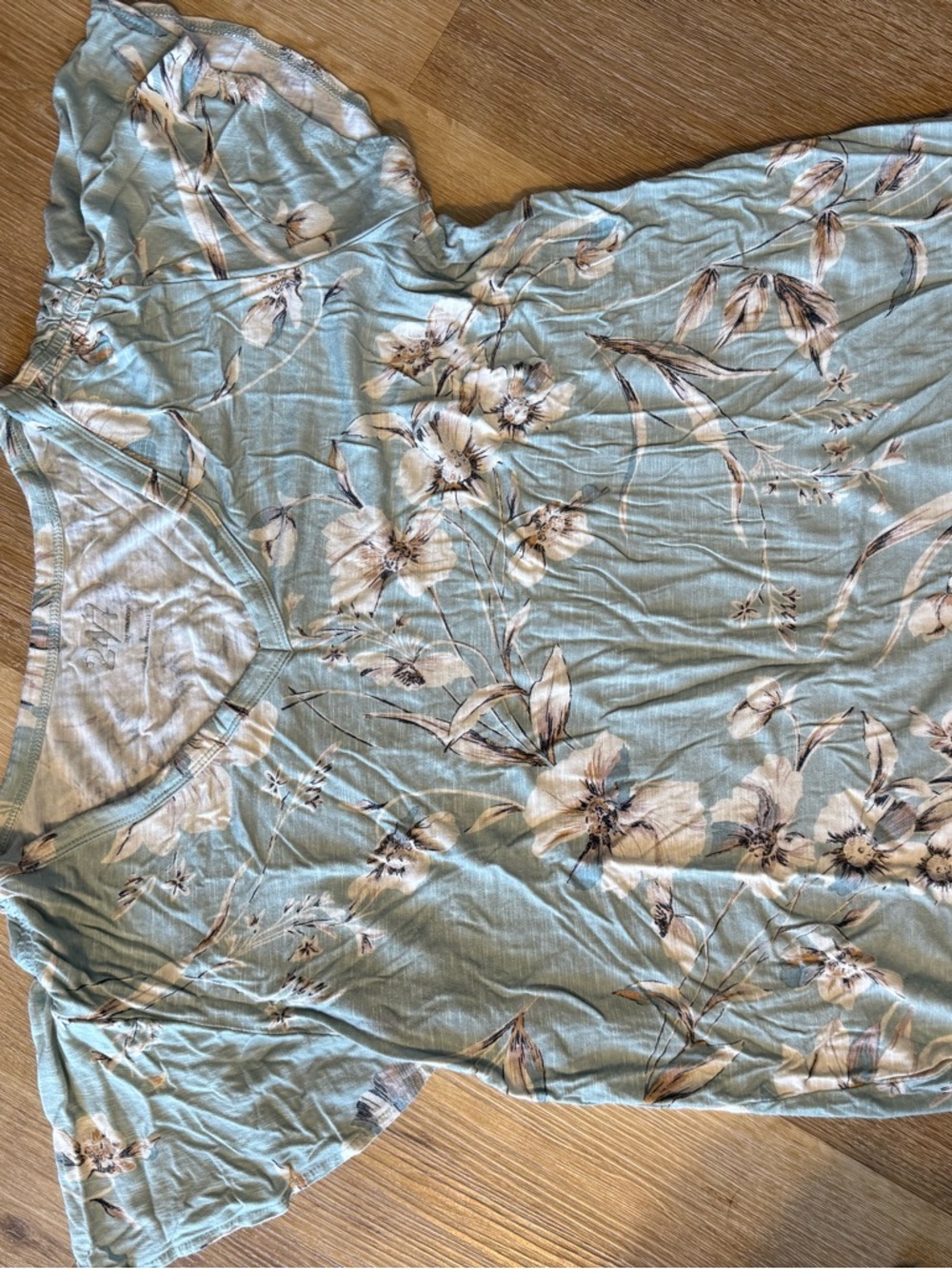 Women's Light Blue Floral V-Neck Blouse